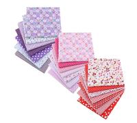 Odot 21pcs Fat Quarters Fabric Bundles, DIY Textile Fabric Sheets for Craft Soft Thick Material for Sewing Patchwork Crafting Multi-Colour Cotton Material for DIY Crafts (Red Pink Purple,25x25cm)