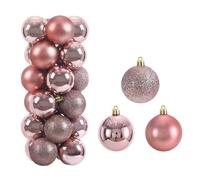 Odot 24 Pieces Christmas Ball Ornaments, Christmas Tree Baubles Decorations Shatterproof Plastic Ornaments for Xmas Tree, Winter Holiday Party Home Decor (Rose Gold,3CM)