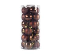 Odot 24 Pieces Christmas Ball Ornaments, Christmas Tree Baubles Decorations Shatterproof Plastic Ornaments for Xmas Tree, Winter Holiday Party Home Decor (LM2 Coffee,4CM)