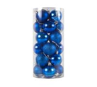 Odot 24 Pieces Christmas Ball Ornaments, Christmas Tree Baubles Decorations Shatterproof Plastic Ornaments for Xmas Tree, Winter Holiday Party Home Decor (LM2 Blue,6CM)