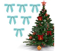 Odot 24PC Christmas Bows for Tree with Twist Ties, Velvet Bows for Christmas Tree Decorations Velvet Wreath Ornament for Xmas Decorative (Blue)
