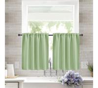 Odot 2pcs Kitchen Valance Curtain with Rod Pocket, Small Cafe Short Curtains Tiers, Valance Pelmet for Bathroom Cupboard, Cabinet, Small Windows, Living Room, Bedroom (Light Green,132x46cm)