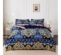 Odot 3 Piece Duvet Cover Sets Single Double King Size, Vintage Style Bedding Set with Quilt Cover & 2 Pillowcases 48x74cm, Microfiber Duvet Cover Set/Quilt Cover Set (Bohemia Style,150x200cm)