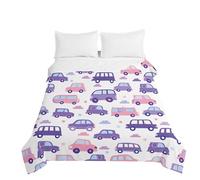 Odot 3D Children Bedspread Throw Single Double Super King Size Quilted Soft Microfiber Lightweight Car pattern Bedspreads Quilt Coverlet All Season Bedding (White,200x230cm)