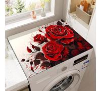 Odot 3d Washer and Dryer Top Mat Cover, Washer Dryer Top Protector Washing Machine Cover Dust-Proof Cover Non-slip Rubber Protection Mat for Laundry Room Kitchen Home (Rose specimen,50x60cm)