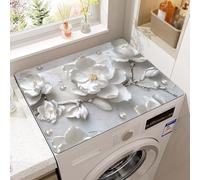 Odot 3d Washer and Dryer Top Mat Cover, Washer Dryer Top Protector Washing Machine Cover Dust-Proof Cover Non-slip Rubber Protection Mat for Laundry Room Kitchen Home (Peony specimen,50x60cm)