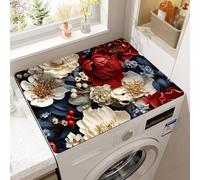 Odot 3d Washer and Dryer Top Mat Cover, Washer Dryer Top Protector Washing Machine Cover Dust-Proof Cover Non-slip Rubber Protection Mat for Laundry Room Kitchen Home (Flower specimen,50x60cm)