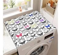 Odot 3d Washer and Dryer Top Mat Cover, Washer Dryer Top Protector Washing Machine Dust-Proof Cover Non-slip Rubber Protection Mat for Laundry Room Kitchen Home (Butterfly specimen,60x60cm)