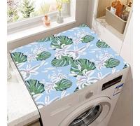 Odot 3d Washer and Dryer Top Mat Cover, Washer Dryer Top Protector Washing Machine Dust-Proof Cover Non-slip Rubber Protection Mat for Laundry Room Kitchen Home (White lily,60x60cm)