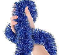 Odot 3Pcs Christmas Tinsel, 5M Xmas Shiny Tinsel Garland for Christmas Decorations, Xmas Tree, Wedding, Table Centerpiece, Fireplace, Stairs, Wreath, Doorway, New Year (Blue,5m)