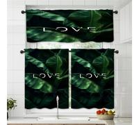 Odot 3pcs Kitchen Valance Curtain with Rod Pocket, Small Cafe Short Curtains Tiers, Valance Pelmet for Bathroom Cupboard, Cabinet, Small Windows, Living Room, Bedroom (Style 14,146*37cm+73*92cm*2)