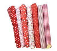Odot 7pcs Fat Quarters Fabric Bundles, DIY Textile Fabric Sheets for Craft Soft Sewing Patchwork Crafting Multi-Colour Felt Material for Crafts & Home Décor (Big red,50x50cm)