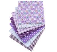 Odot 7pcs Fat Quarters Fabric Bundles, DIY Textile Fabric Sheets for Craft Soft Thick Material for Sewing Patchwork Crafting Multi-Colour Cotton Material for DIY Crafts (Purple,50x50cm)