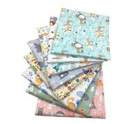 Odot 8 pcs Fat Quarters Fabric Bundles, Cartoon DIY Textile Fabric Sheets for Craft Soft Thick Material for Sewing Patchwork Crafting Multi-Colour Cotton Material (Animals,50x50cm)