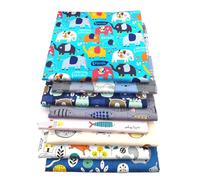 Odot 8 pcs Fat Quarters Fabric Bundles, Cartoon DIY Textile Fabric Sheets for Craft Soft Thick Material for Sewing Patchwork Crafting Multi-Colour Cotton Material (Elephants Cats,40x50cm)