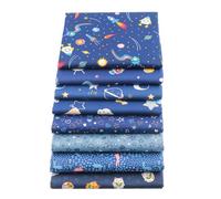 Odot 8 pcs Fat Quarters Fabric Bundles, Cartoon DIY Textile Fabric Sheets for Craft Soft Thick Material for Sewing Patchwork Crafting Multi-Colour Cotton Material (Cosmic Planets,40x50cm)