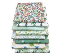 Odot 8 pcs Fat Quarters Fabric Bundles, DIY Textile Fabric Sheets for Craft Soft Thick Material for Sewing Patchwork Crafting Multi-Colour Cotton Material for Home Décor (Green Floral,40x50cm)