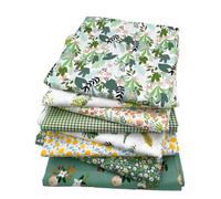 Odot 8 pcs Fat Quarters Fabric Bundles, Floral DIY Textile Fabric Sheets for Craft Soft Thick Material for Sewing Patchwork Crafting Multi-Colour Cotton Material (Green,25x25cm)
