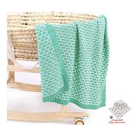 Odot Baby Soft Knit Pure Blanket for Boys and Girls One Size, Toddler Warm Swaddle Sleeping Square Throw Blankets Knitted Unisex Patterns Pram Cot Bed Textured Sleep Blanket (95 * 75cm,Green)