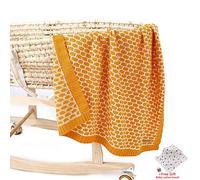 Odot Baby Soft Knit Pure Blanket for Boys and Girls One Size, Toddler Warm Swaddle Sleeping Square Throw Blankets Knitted Unisex Patterns Pram Cot Bed Textured Sleep Blanket (95 * 75cm,Orange)