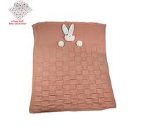 Odot Baby Soft Knit Pure Blanket for Boys and Girls, Toddler Warm Swaddle Sleeping Square Throw Blankets Knitted Unisex Patterns Pram Cot Bed Textured Sleep Blanket (80 * 105 cm,Dark Powder)