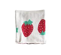 Odot Baby Soft Knit Pure Blanket for Boys and Girls, Toddler Warm Swaddle Sleeping Square Throw Blankets Knitted Unisex Patterns Pram Cot Bed Textured Sleep Blanket (120x100cm,White strawberry)