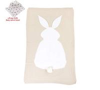 Odot Baby Soft Knit Pure Blanket for Boys and Girls, Toddler Warm Swaddle Sleeping Square Throw Blankets Knitted Unisex Patterns Pram Cot Bed Textured Sleep Blanket (75cm x 108cm,apricot)