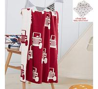 Odot Baby Soft Knit Pure Blanket for Boys and Girls, Toddler Warm Swaddle Sleeping Square Throw Blankets Knitted Unisex Patterns Pram Cot Bed Textured Sleep Blanket (90 * 110 cm,red)