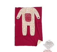 Odot Baby Soft Knit Pure Blanket for Boys and Girls, Toddler Warm Swaddle Sleeping Square Throw Blankets Knitted Unisex Patterns Pram Cot Bed Textured Sleep Blanket (90 * 110 cm,red)
