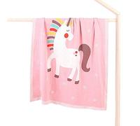 Odot Baby Soft Knit Pure Blanket for Boys and Girls Unicorn, Toddler Warm Swaddle Sleeping Square Throw Blankets Knitted Unisex Patterns Pram Cot Bed Textured Sleep Blanket (100 * 80cm,Pink)