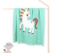 Odot Baby Soft Knit Pure Blanket for Boys and Girls Unicorn, Toddler Warm Swaddle Sleeping Square Throw Blankets Knitted Unisex Patterns Pram Cot Bed Textured Sleep Blanket (100 * 80cm,Green)