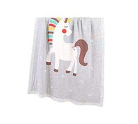 Odot Baby Soft Knit Pure Blanket for Boys and Girls Unicorn, Toddler Warm Swaddle Sleeping Square Throw Blankets Knitted Unisex Patterns Pram Cot Bed Textured Sleep Blanket (100 * 80cm,Gray)