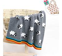 Odot Baby Soft Knit Pure Blanket for Boys and Girls, Unisex Toddler Warm Swaddle Square Throw Blankets Sheep Pattern Knitted Patterns Pram Cot Bed Textured Sleep Blanket (Gray,100 x 80 cm)