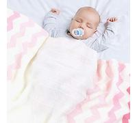 Odot Baby Soft Knit Pure Blanket for Boys Girls Geometric Wave, Toddler Warm Swaddle Sleeping Square Throw Blankets Knitted Patterns Pram Cot Bed Textured Sleep Blanket (102 * 76cm,Pink)
