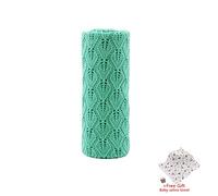 Odot Baby Soft Knit Pure Blanket for Boys Girls Hollow Leaf Shape, Toddler Warm Swaddle Sleeping Square Throw Blankets Knitted Patterns Pram Cot Bed Textured Sleep Blanket (100 * 80cm,Green)