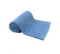 Odot Baby Soft Knit Pure Blanket for Boys Girls Hollow Leaf Shape, Toddler Warm Swaddle Sleeping Square Throw Blankets Knitted Patterns Pram Cot Bed Textured Sleep Blanket (100 * 80cm,Dark Blue)