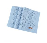 Odot Baby Soft Knit Pure Blanket for Boys Girls Hollow Leaf Shape, Toddler Warm Swaddle Sleeping Square Throw Blankets Knitted Patterns Pram Cot Bed Textured Sleep Blanket (100 * 80cm,Light Blue)