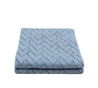 Odot Baby Soft Knit Pure Blanket for Boys Girls Hollow Shape, Toddler Warm Swaddle Sleeping Square Throw Blankets Knitted Patterns Pram Cot Bed Textured Sleep Blanket (100 * 80cm,Blue)