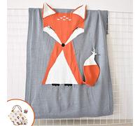 Odot Baby Soft Knit Pure Blanket for Boys Girls Orange Fox, Toddler Warm Swaddle Sleeping Square Throw Blankets Knitted Patterns Pram Cot Bed Textured Sleep Blanket (73 * 110cm,Dark Gray)
