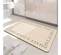 Odot Bath Mat, Colorful Letters Rubber Non-Slip Bottom Bathroom Mat, Super Absorbent Floor Carpet, Quick Drying Bath Carpet, Washable Bathroom Accessory for Home Kitchen Toilet (Beige 1,40x60cm)