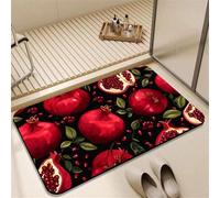 Odot Bath Mat, Pomegranate Print Rubber Non-Slip Bottom Bathroom Mat, Super Absorbent Floor Mats, Quick Drying Bath Carpet, Washable Bathroom Accessory for Home Kitchen Toilet (Black 6,50x80cm)