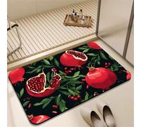 Odot Bath Mat, Pomegranate Print Rubber Non-Slip Bottom Bathroom Mat, Super Absorbent Floor Mats, Quick Drying Bath Carpet, Washable Bathroom Accessory for Home Kitchen Toilet (Black 3,40x50cm)