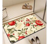 Odot Bath Mat, Pomegranate Print Rubber Non-Slip Bottom Bathroom Mat, Super Absorbent Floor Mats, Quick Drying Bath Carpet, Washable Bathroom Accessory for Home Kitchen Toilet (Beige 1,40x60cm)