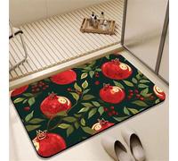 Odot Bath Mat, Pomegranate Print Rubber Non-Slip Bottom Bathroom Mat, Super Absorbent Floor Mats, Quick Drying Bath Carpet, Washable Bathroom Accessory for Home Kitchen Toilet (Black 4,30x40cm)
