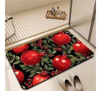 Odot Bath Mat, Pomegranate Print Rubber Non-Slip Bottom Bathroom Mat, Super Absorbent Floor Mats, Quick Drying Bath Carpet, Washable Bathroom Accessory for Home Kitchen Toilet (Black 9,40x60cm)