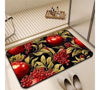 Odot Bath Mat, Pomegranate Print Rubber Non-Slip Bottom Bathroom Mat, Super Absorbent Floor Mats, Quick Drying Bath Carpet, Washable Bathroom Accessory for Home Kitchen Toilet (Black 11,40x50cm)