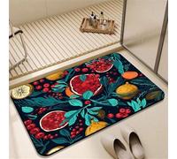 Odot Bath Mat, Pomegranate Print Rubber Non-Slip Bottom Bathroom Mat, Super Absorbent Floor Mats, Quick Drying Bath Carpet, Washable Bathroom Accessory for Home Kitchen Toilet (Black 5,40x60cm)