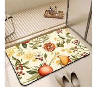 Odot Bath Mat, Pomegranate Print Rubber Non-Slip Bottom Bathroom Mat, Super Absorbent Floor Mats, Quick Drying Bath Carpet, Washable Bathroom Accessory for Home Kitchen Toilet (Beige 2,50x60cm)