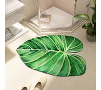 Odot Bath Mat Rubber Non-Slip Bottom Bathroom Mat Super Absorbent Floor Carpet Quick Drying Bath Carpet Washable Bathroom Accessory for Kitchen Toilet, Green Plant (Green leaves,30x40cm)