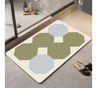 Odot Bath Mat, Simple Octagon Rubber Non-Slip Bottom Bathroom Mat, Super Absorbent Floor Mats, Quick Drying Bath Carpet, Washable Bathroom Accessory for Home Kitchen Toilet (Green,50x80cm)